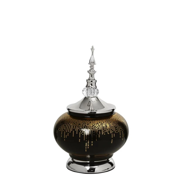 Vitale Amber Silver Kapaklı Vazo 30 cm AK.JE0020