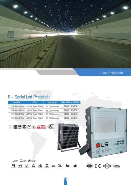300W GÜNIŞIĞI Led Projektör DLS park bahçe çevre site bina tabela dış mekan led lamba 300w ledli projektör - 2