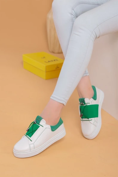 Alvaro Beyaz Yeşil Renkli  Sneaker - 3