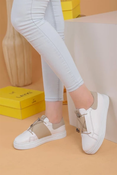 Alvaro Beyaz Bej Renkli Sneaker - 3