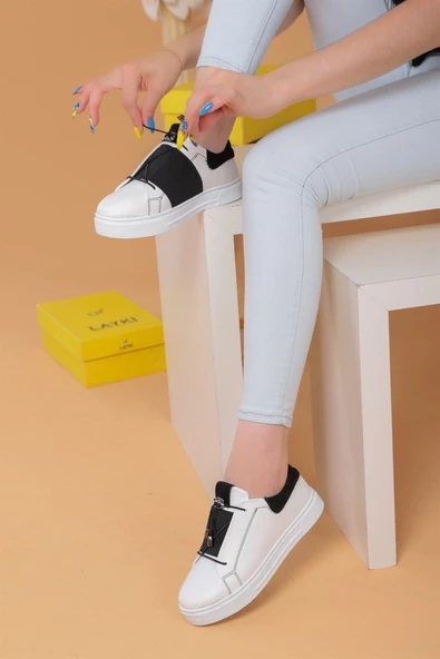 Alvaro Beyaz Siyah Renkli Sneaker - 4