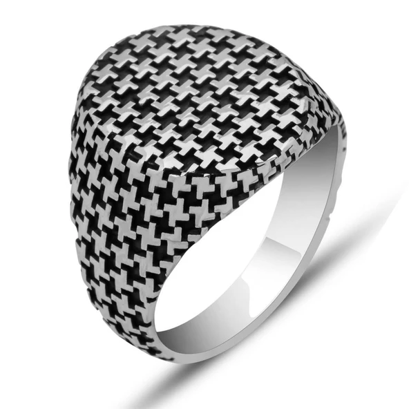 Desenli Taşsız 925 Gümüş Erkek Yüzük - 9