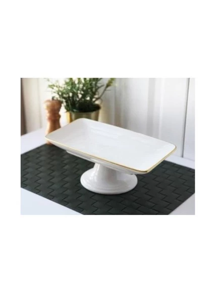 Gönül 2802 Beyaz Çikolata Tabağı Seramik 28 Cm