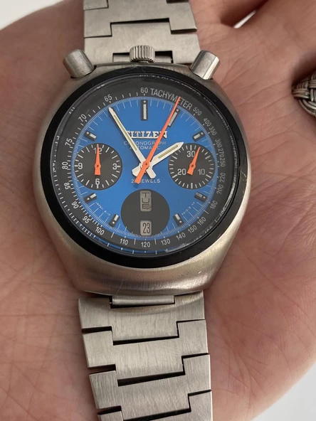 Citizen Bullhead 38mm Çelik Kordon Erkek Kol Saati 67-9143 Mavi 2.El - Resim 2