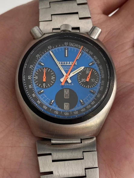 Citizen Bullhead 38mm Çelik Kordon Erkek Kol Saati 67-9143 Mavi 2.El - Resim 4