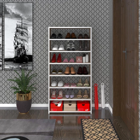 Kenzlife ayakkabılık goya crd 140*70*30 arkalıksız ayakkabı ofis dolabı iki bölme - Resim 2