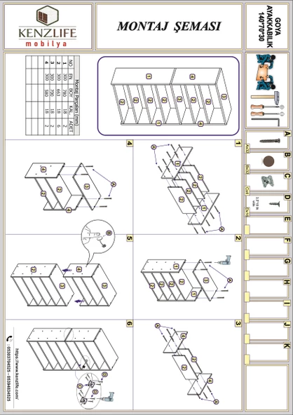 Kenzlife ayakkabılık goya crd 140*70*30 arkalıksız ayakkabı ofis dolabı iki bölme - Resim 4