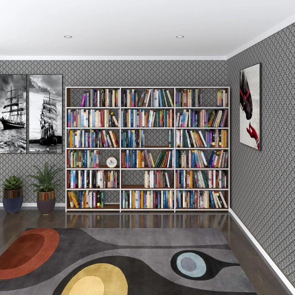 Kenzlife kitaplık süper ga 180*240*19 cvz 6 katlı 3 bölme çift bölme opsiyonlu ofis mutfak banyo dolabı arkalıksız - Resim 2