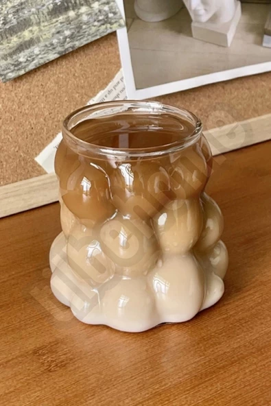 2li Boncuklu Bardak Meşrubat Su Kahve Sunum Bardağı Isıya Dayanıklı Borosilikat Cam Retro Bardaklar - 3