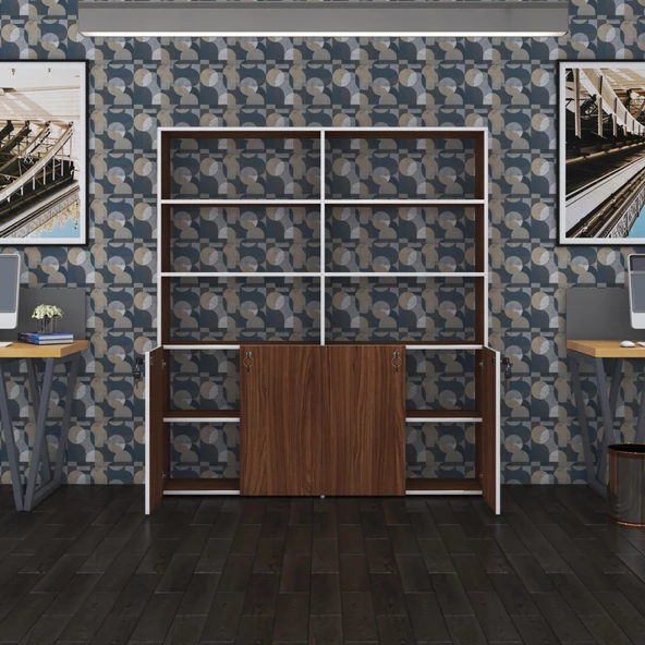 Kenzlife klasör dolabı kilitli ılgar cvz 175*160*30 klasörlük kitaplık ofis arkalıksız - Resim 3