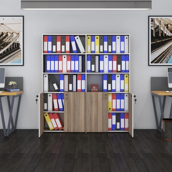 Kenzlife klasör dolabı kilitli ılgar crd 175*160*30 klasörlük kitaplık ofis arkalıksız - 2