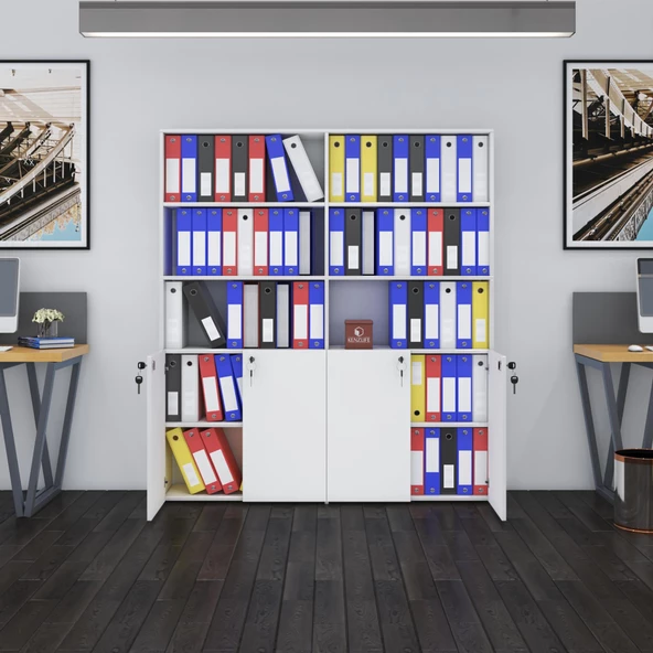 Kenzlife klasör dolabı kilitli ılgar byz 175*160*30 klasörlük kitaplık ofis arkalıksız - 2