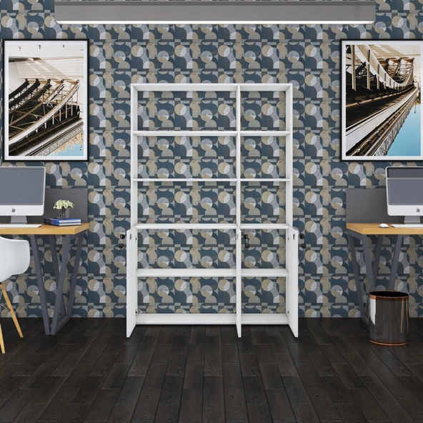 Kenzlife klasör dolabı kilitli alpdem byz 175*120*30 klasörlük kitaplık ofis arkalıksız - Resim 3