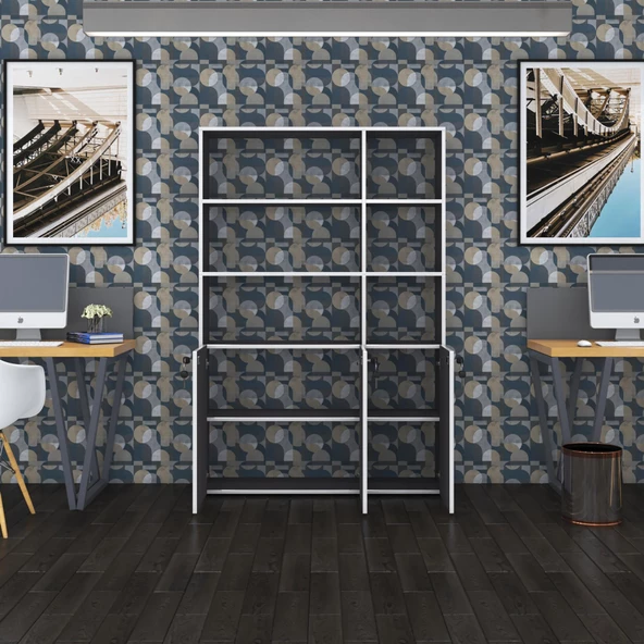 Kenzlife klasör dolabı kilitli alpdem gri 175*120*30 klasörlük kitaplık ofis arkalıksız - 3