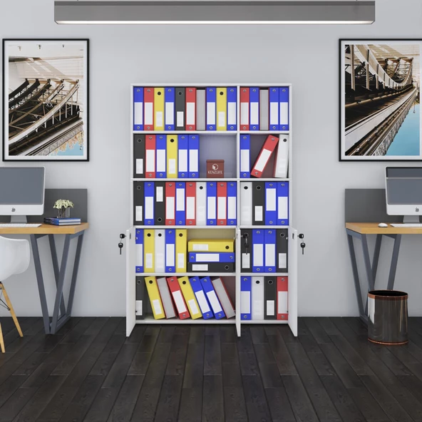Kenzlife klasör dolabı kilitli alpdem byz 175*120*30 klasörlük kitaplık ofis arkalıksız - Resim 2