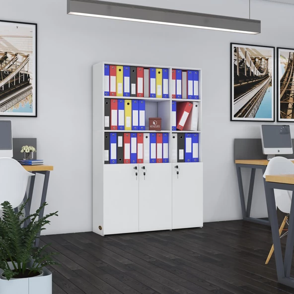Kenzlife klasör dolabı kilitli alpdem byz 175*120*30 klasörlük kitaplık ofis arkalıksız