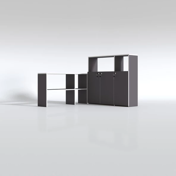 Kenzlife klasör dolabı kilitli alpdem gri 175*120*30 klasörlük kitaplık ofis arkalıksız - 4