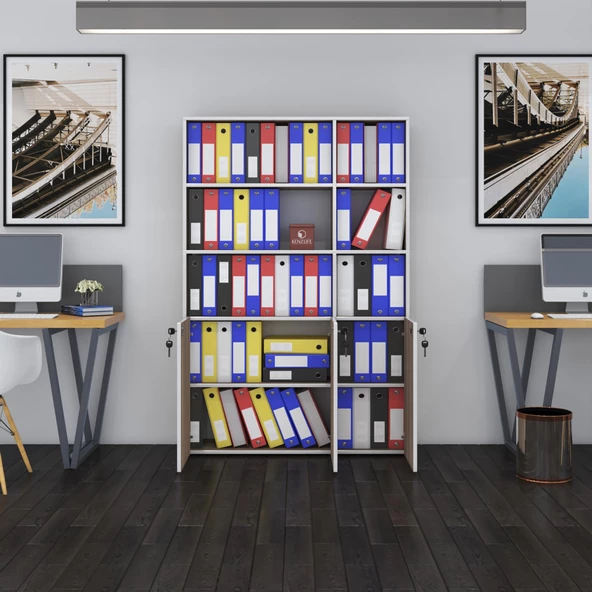 Kenzlife klasör dolabı kilitli alpdem crd 175*120*30 klasörlük kitaplık ofis arkalıksız - Resim 2