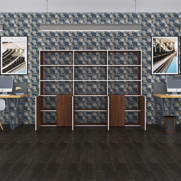 Kenzlife klasör dolabı kilitli kutalmış cvz 175*240*30 klasörlük kitaplık ofis arkalıksız - Resim 3