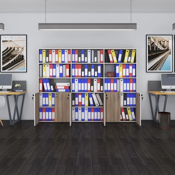 Kenzlife klasör dolabı kilitli kutalmış crd 175*240*30 klasörlük kitaplık ofis arkalıksız - 2