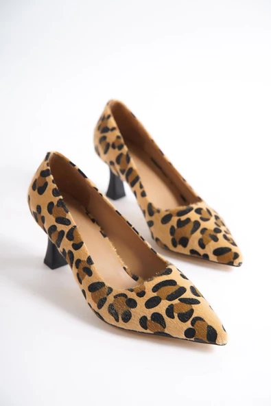 Kandy Leopar Stiletto Kısa Kadeh Topuklu Ayakkabı - 4
