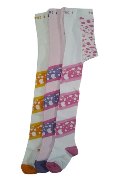 Kız Bebek Çocuk Renkli Külotlu Çorap 3 lü Paket 41955 - 4