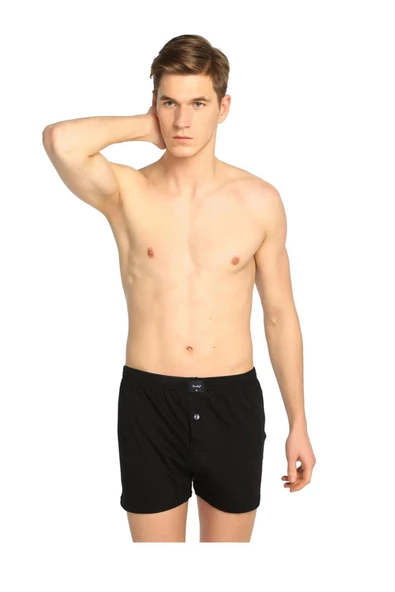 Tutku İç Giyim Pamuklu Penye Düğmeli Erkek Boxer 4lü Paket - 3