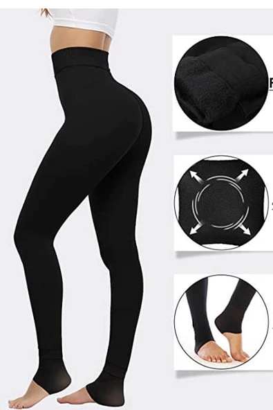 Kadın İçi Peluş Termal Tayt Bilek Bantlı Esnek Extra Sıcak - 5