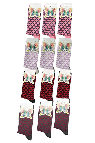 12 li Kadın Soket Çorap Renkli Pamuklu Ekonomik - 3