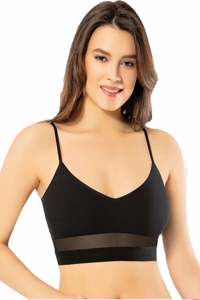 Kadın Yüksekbel Transparan Model Tayt Pedli İp Askılı Büstiyer Takım - 3