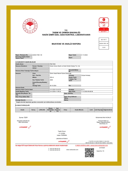 Erken Hasat %100 Natürel Sızma Zeytinyağı Soğuk Sıkım 250 ml - 2