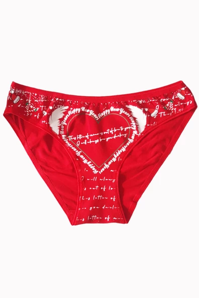 Kadın Kırmızı Bikini Pamuklu Esnek Yeniyıl Hediyelik İç Çamaşırı - 2