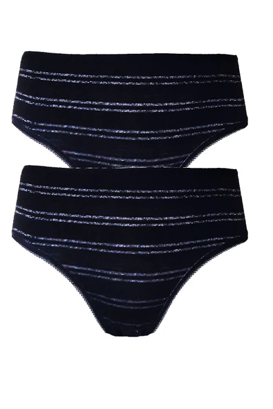 2li Kadın Sim Çizgili Bikini Yüksek Bel İnce Lastik Ekonomik - 2