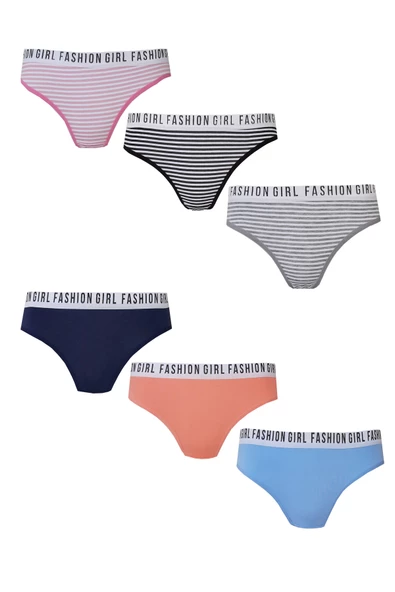 6lı Kadın Fashion Bikini Külot Pamuklu İç Çamaşırı - 3