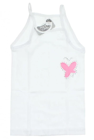 Gümüş İç Giyim İp Askılı Taşlı Kız Çocuk Atlet 6 lı Paket - 6