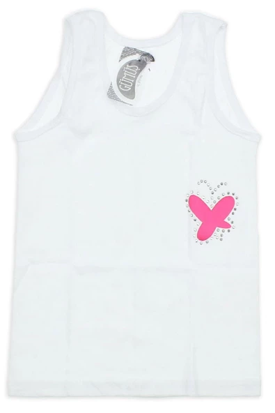 Gümüş İç Giyim Taşlı Geniş Askılı Kız Çocuk Atlet 6 lı Paket - 2