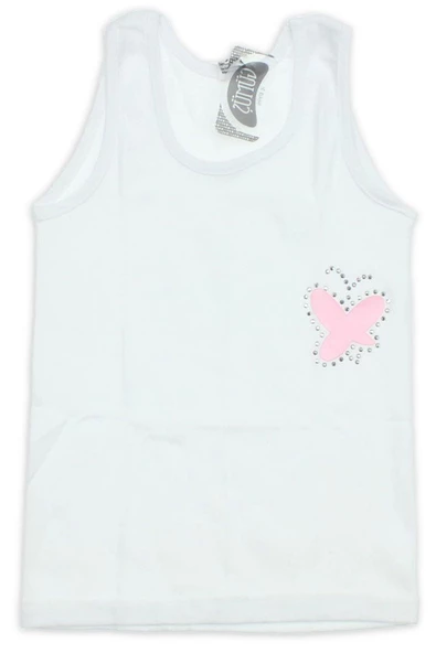 Gümüş İç Giyim Taşlı Geniş Askılı Kız Çocuk Atlet 6 lı Paket - 3