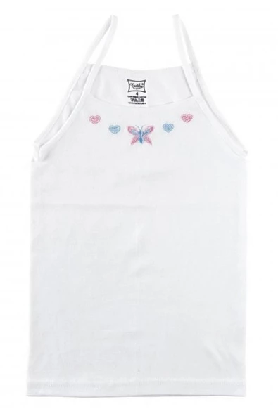 Tutku İç Giyim Kız Çocuk İp Askılı İşlemeli Atlet 6 lı Paket - 4