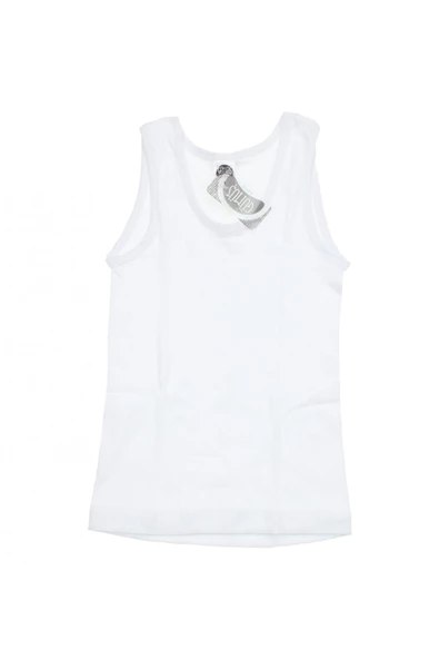 6 lı Gümüş Pamuklu Geniş Askılı Kız Çocuk Beyaz Atlet - 4