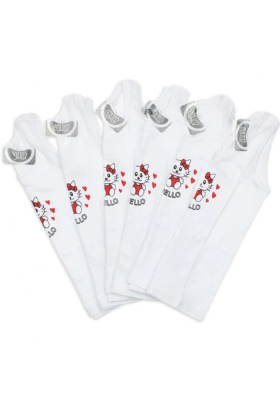 Gümüş İç Giyim Kız Çocuk Geniş Askılı Baskılı Atlet 6'lı Paket - Resim 2