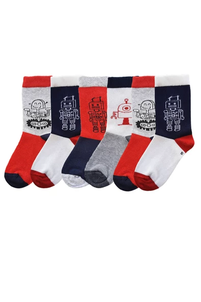 Ekinoks 12li Paket Erkek Çocuk Soket Çorap Asorti Uzun Pamuklu Çorap - 5