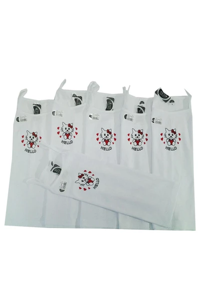 Gümüş İç Giyim İp Askılı Baskılı Kız Çocuk Atlet 6 lı Paket