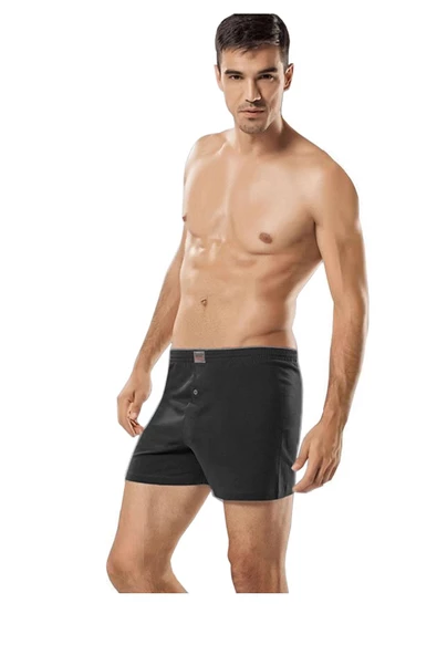 Tutku 3lü Pamuklu Penye Düğmeli Erkek Boxer Büyük Beden Boxer - 2