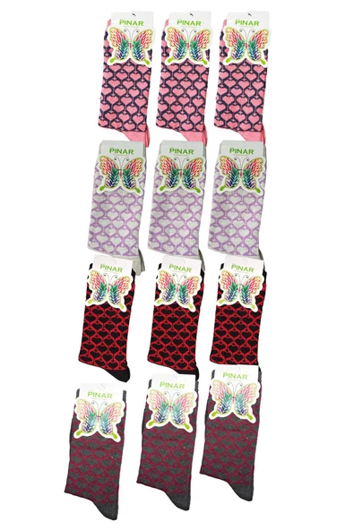 Pınar Kadın Uzun Soket Ekonomik Pamuklu Çorap 12li Paket