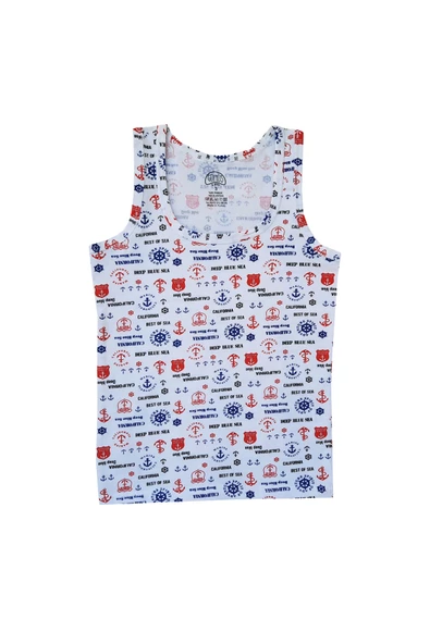 Gümüş 6lı Erkek Çocuk Renkli Atlet Pamuklu Askılı Empirme Baskılı - 5