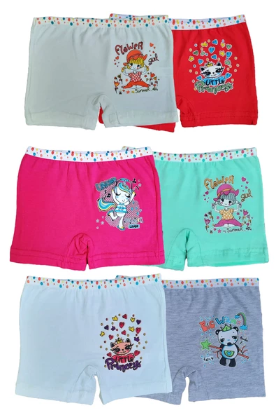 Dondeza 6lı Kız Çocuk Renkli Likralı Pamuklu Boxer Külot - 3