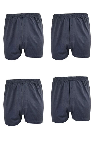 4lü Erkek Düğmeli Boxer Ekonomik %100 Pamuklu Paçalı Don - 11