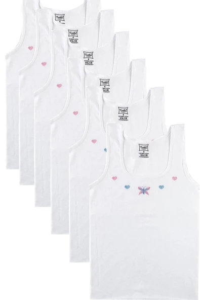 Tutku İç Giyim Geniş Askılı İşlemeli Kız Çocuk Atlet 6 Lı Paket - 2