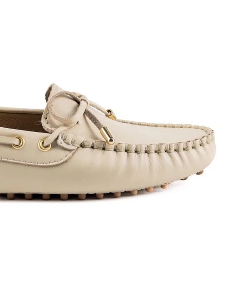 Patara Kadın Bej Hakiki Deri Loafer Ayakkabı - 5