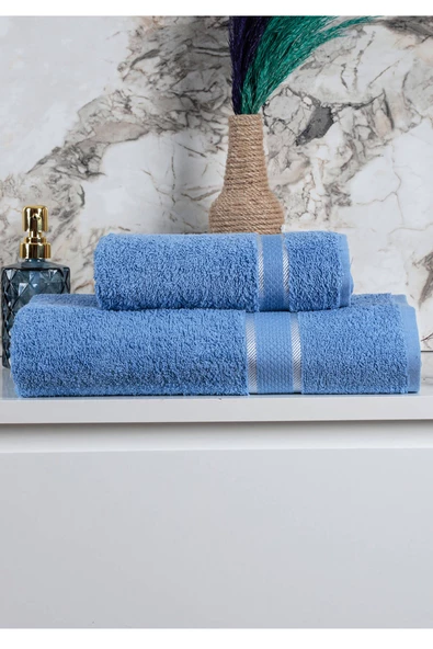 %100 Pamuk 2 Parça Kadın/Erkek Banyo Duş Hamam Havlu Seti 90x150 Cm - 4